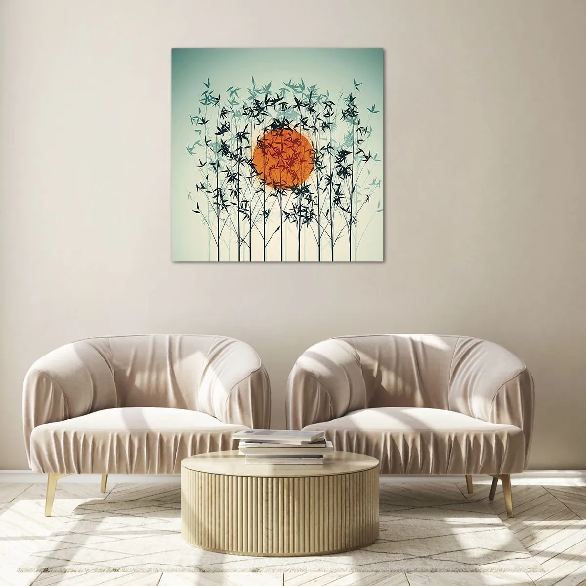 Billede på glas - Japansk sol - 50x50 cm