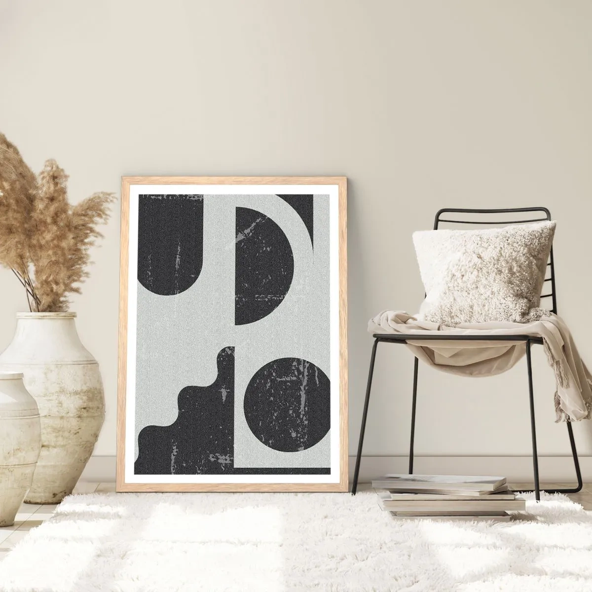 Plakat i ramme af lyst egetræ - Komposition over og under - 70x100 cm