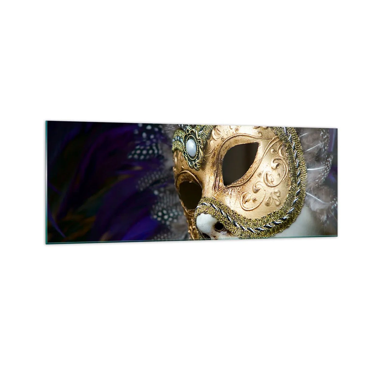 Billede på glas - Venetiansk portræt i guld - 140x50 cm