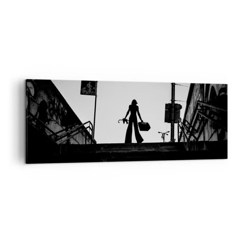 Lærredstryk - Billede på lærred - Vandring i byen - 140x50 cm