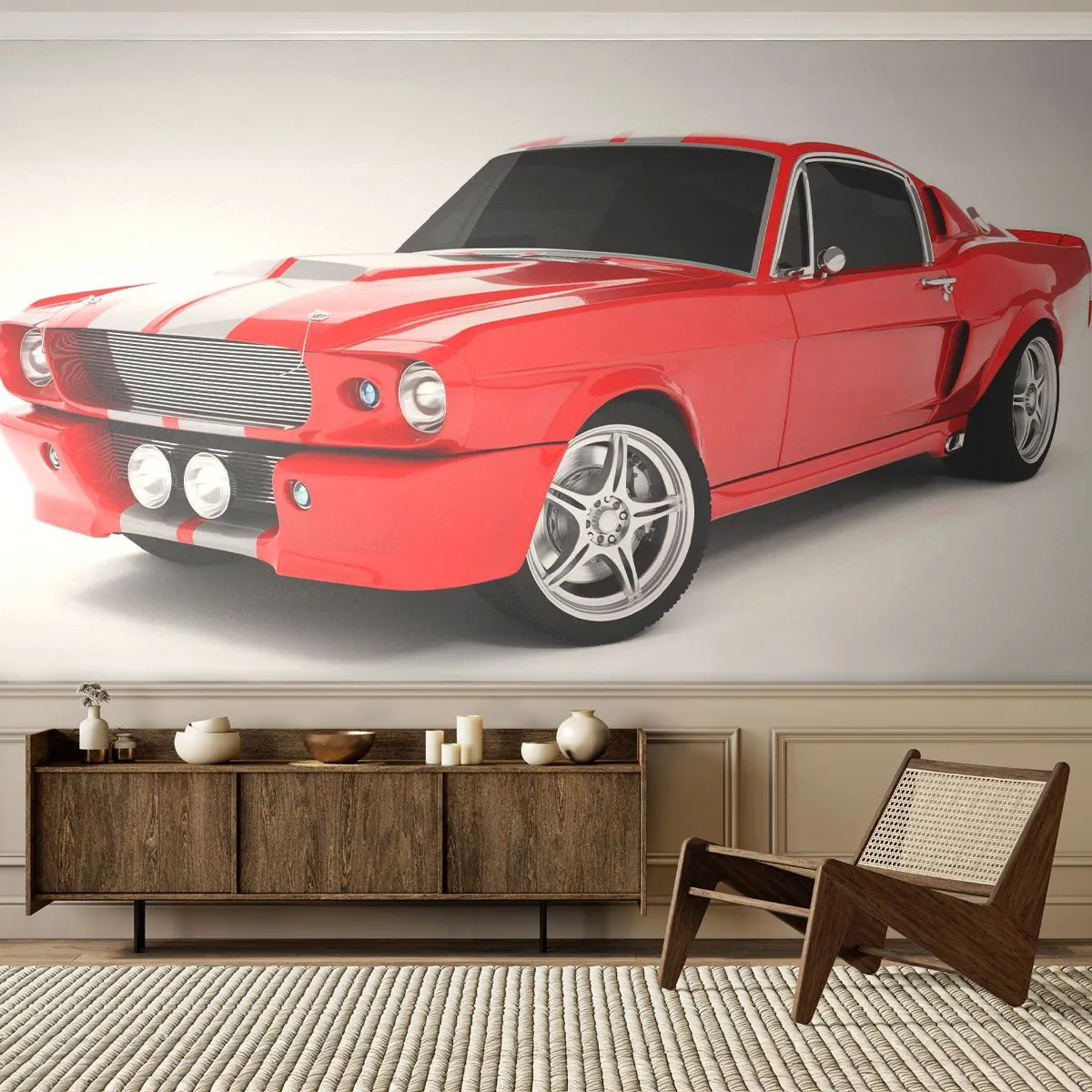 Fototapet på mål Selvklæbende Deluxe Sticker - Mustang så hurtigt som vinden - Automotive, Veteranbil, Mustang bil 1967