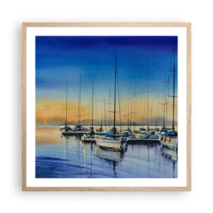 Plakat i ramme af lyst egetræ - Slutningen på en god dag - 60x60 cm