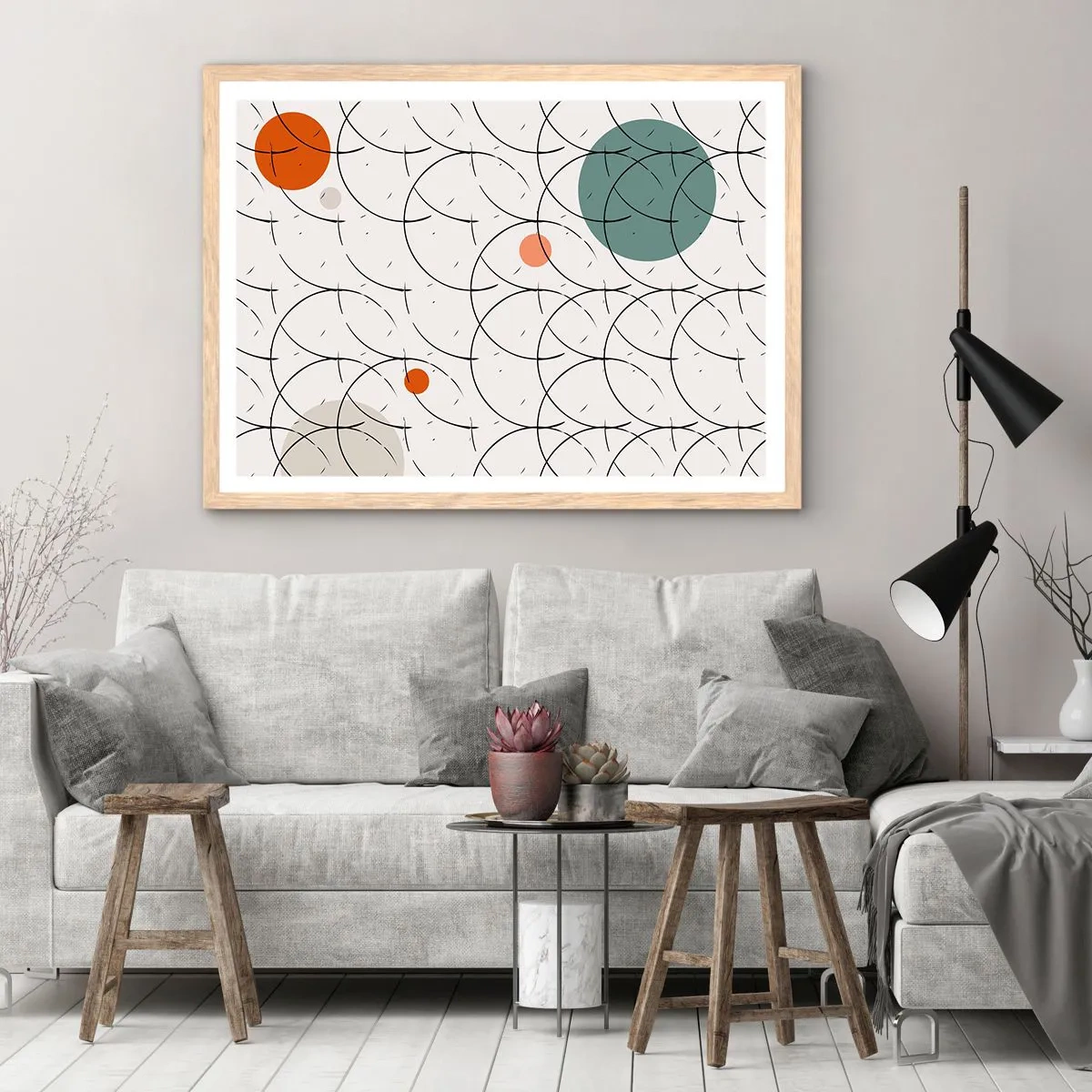 Plakat i ramme af lyst egetræ - I popkunstens ånd - 70x50 cm