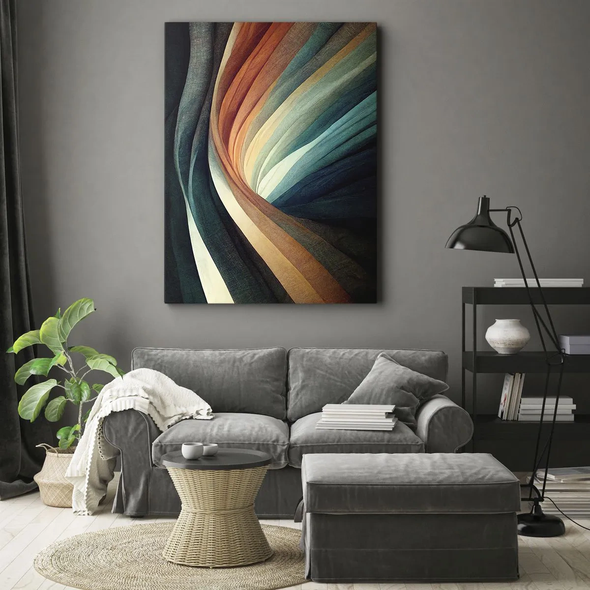 Lærredstryk - Billede på lærred - Vævet af farver - 50x70 cm