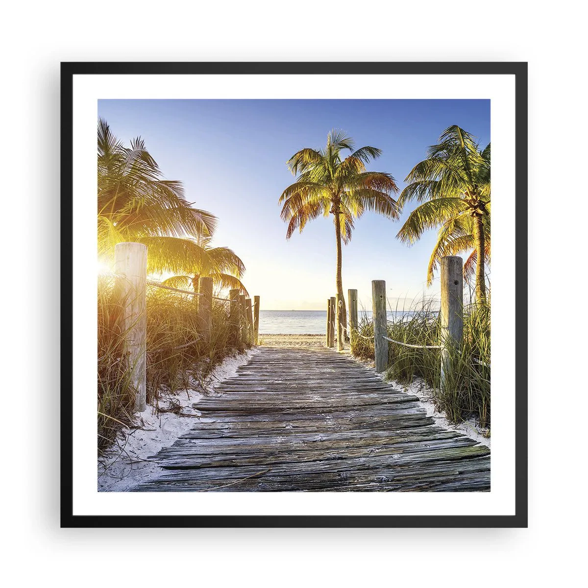 Plakat i sort ramme - Direkte til paradis - 60x60 cm