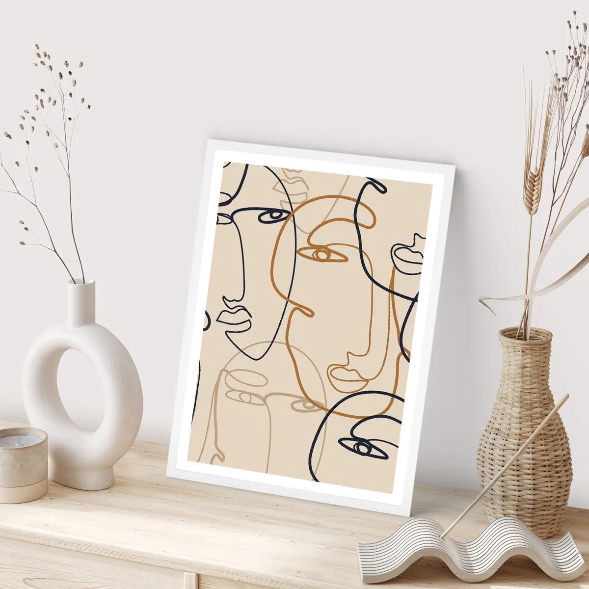 Plakat i hvid ramme - Portræt ganget med hinanden - 61x91 cm