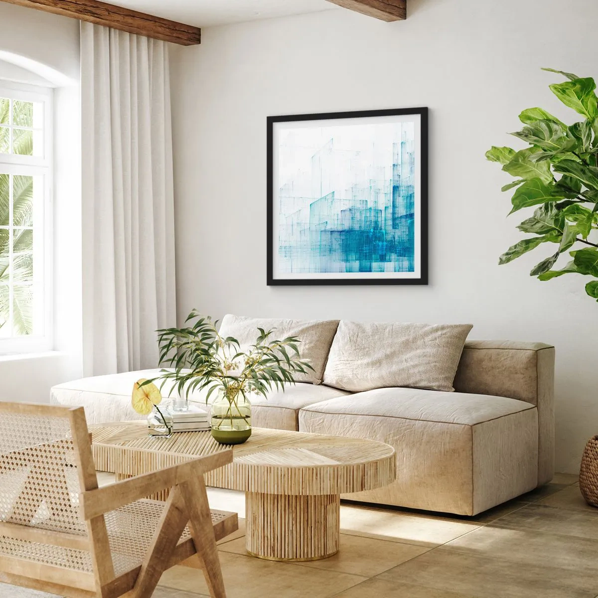 Plakat i sort ramme - Hvordan rummet blev til - 60x60 cm