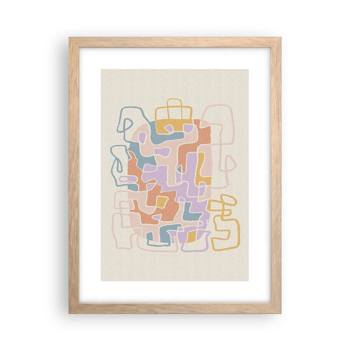 Plakat i ramme af lyst egetræ - Labyrint - et glædeligt eventyr - 30x40 cm