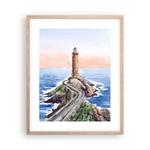 Plakat i ramme af lyst egetræ - Med front mod havet - 40x50 cm
