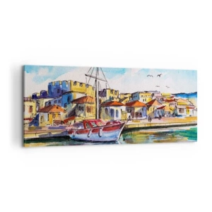 Lærredstryk - Billede på lærred - Regnbue eftermiddag - 100x40 cm