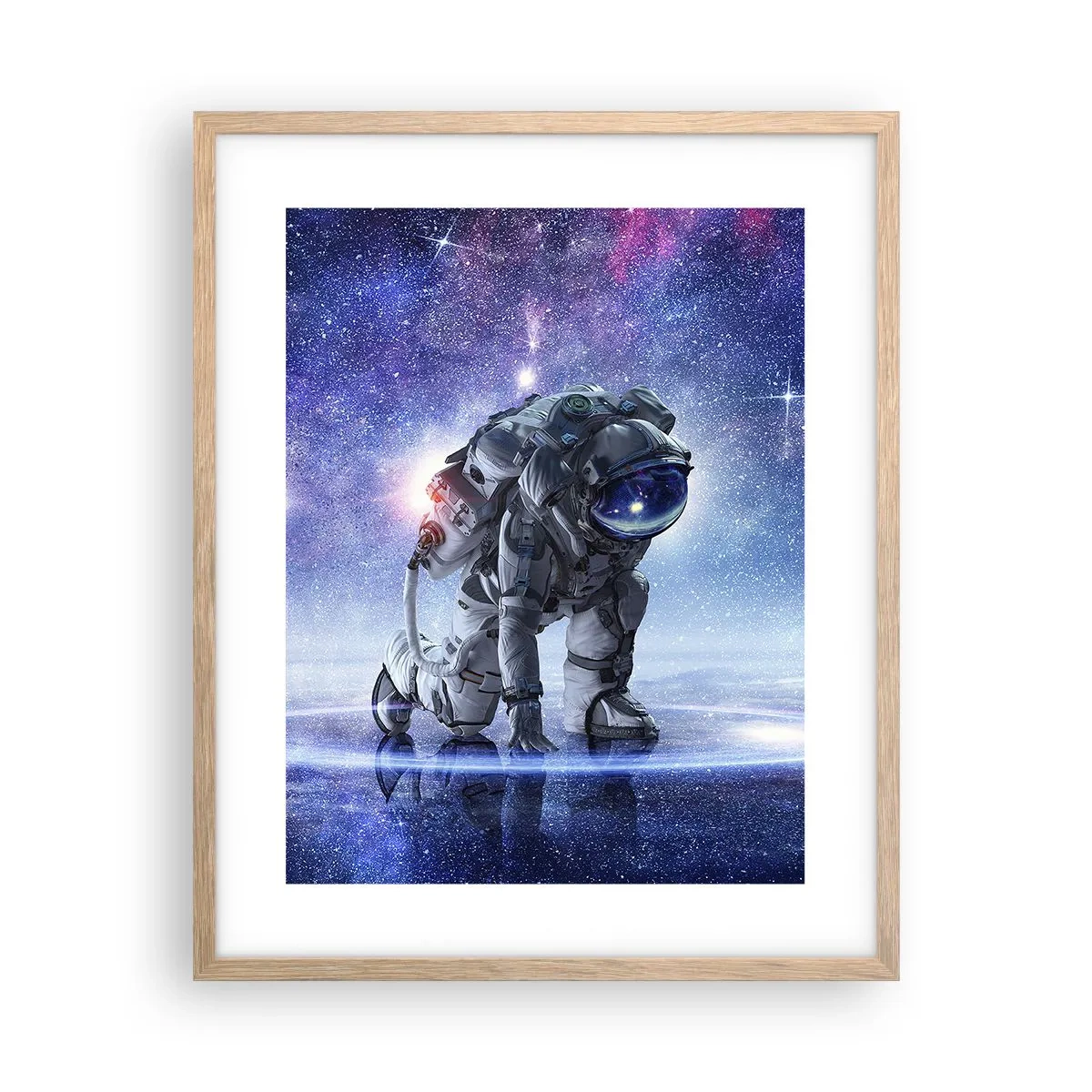 Plakat i ramme af lyst egetræ - Den stjerneklare himmel over mig - 40x50 cm