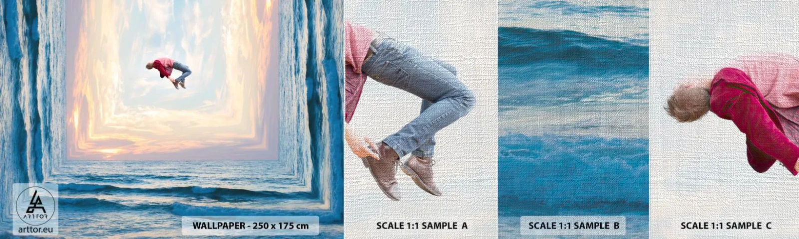 Prøve Fototapet Premium Canvas - Til en anden dimension - Abstraktion, Mand, Natur - 100x30 cm