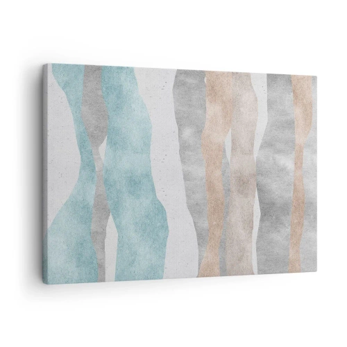 Lærredstryk - Billede på lærred - Abstrakte striber i pastelfarver - 70x50cm - En undersøgelse af intimitet - Moderne vægdekoration til stue og soveværelse ARTTOR