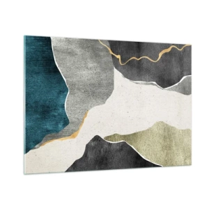 Billede på glas - Mosaikkomposition med en streng af guld - 100x70 cm