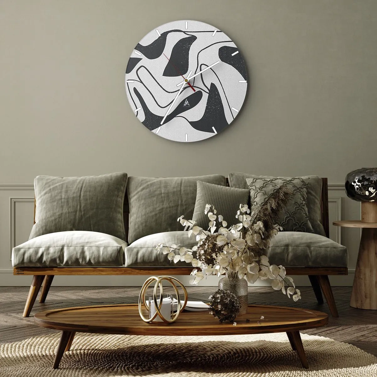 Vægur, Uret - Abstrakt leg i en labyrint - 40x40 cm