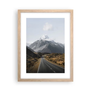 Plakat i ramme af lyst egetræ - Vejen til hjerte - 30x40 cm