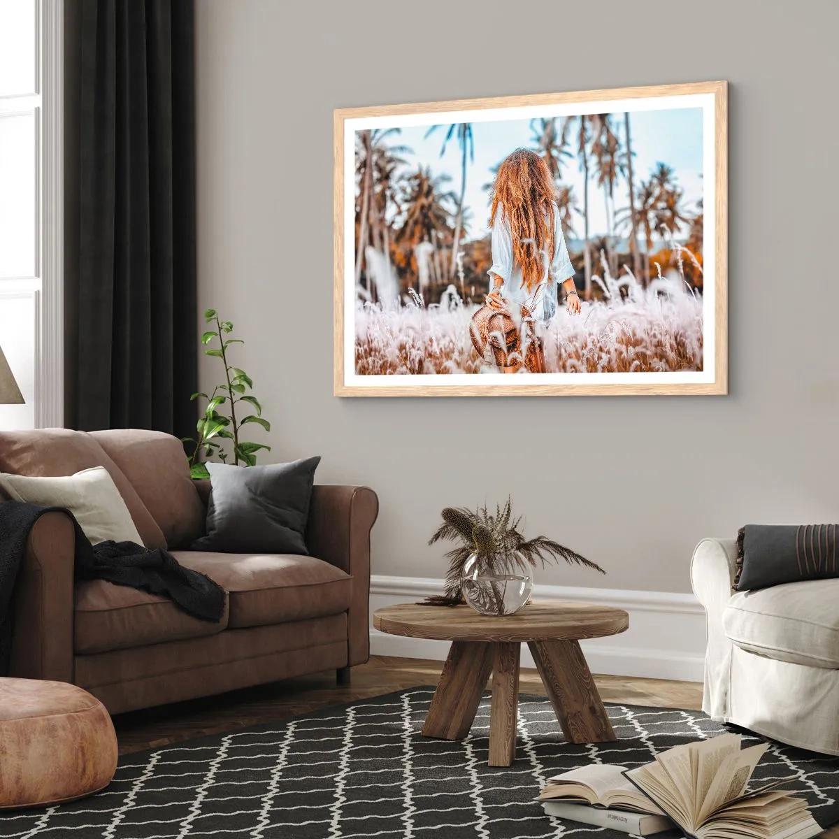 Plakat i ramme af lyst egetræ - Født af græsdun - 50x40 cm