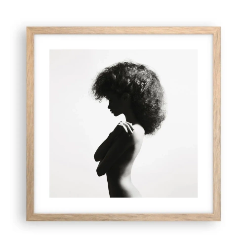 Plakat i ramme af lyst egetræ - Som en blomst på en slank stilk - 40x40 cm