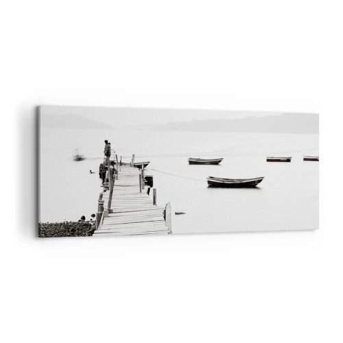 Lærredstryk - Billede på lærred - Over stille og klart vand - 100x40 cm