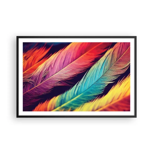 Plakat i sort ramme - Fjeragtig regnbue - 91x61 cm
