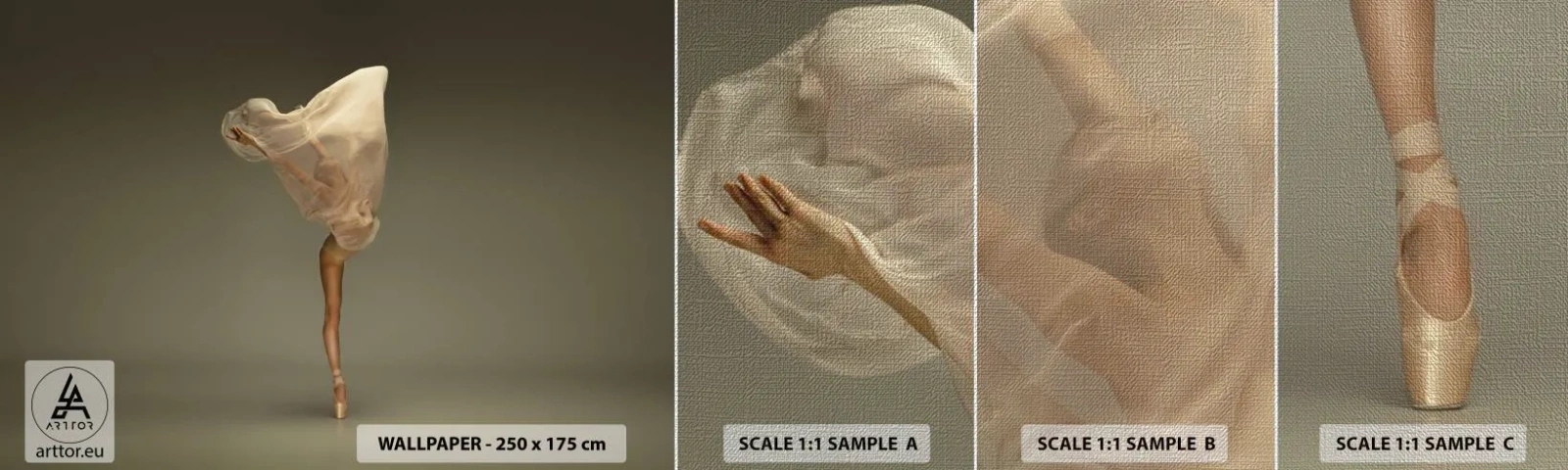 Prøve Fototapet Premium Canvas - Den er ved at flyve - Ballerina, Dans, Ballet - 100x30 cm