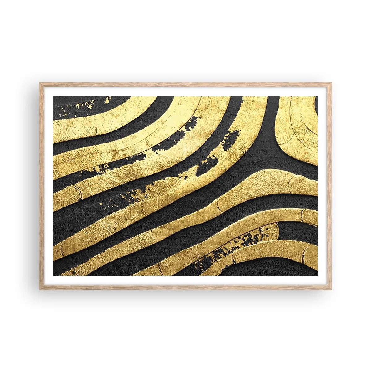 Plakat i ramme af lyst egetræ - Alt flyder - 100x70 cm