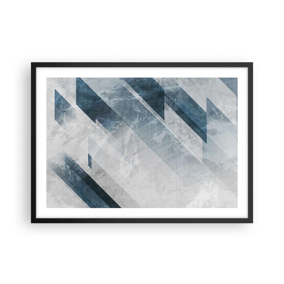 Plakat i sort ramme - Rumlig komposition - bevægelse af gråtoner - 70x50 cm