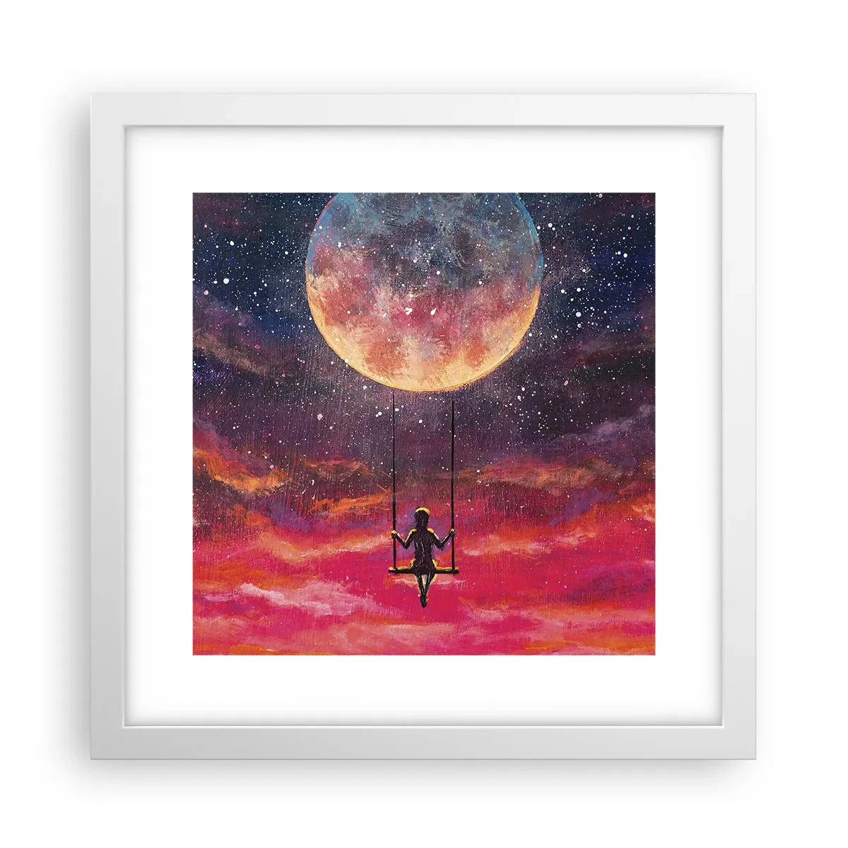 Plakat i hvid ramme - Glæd dig i skyerne - 30x30 cm