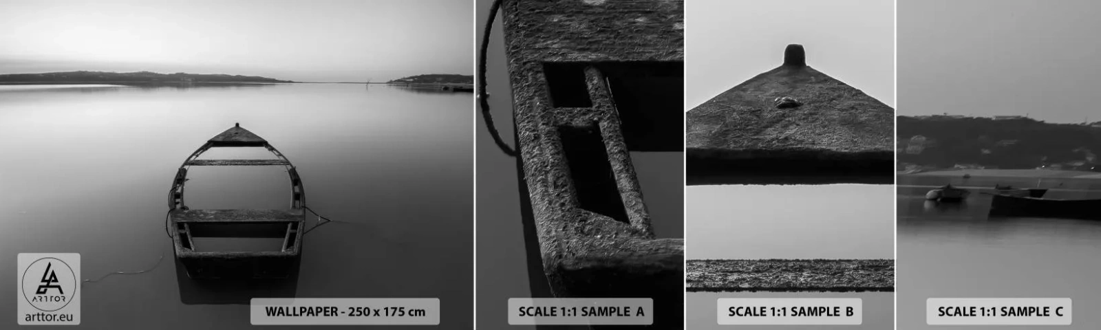 Fototapet Prøve Standard Eco - Længsel og melankoli - Landskab, Sø, Båd - 100x30 cm