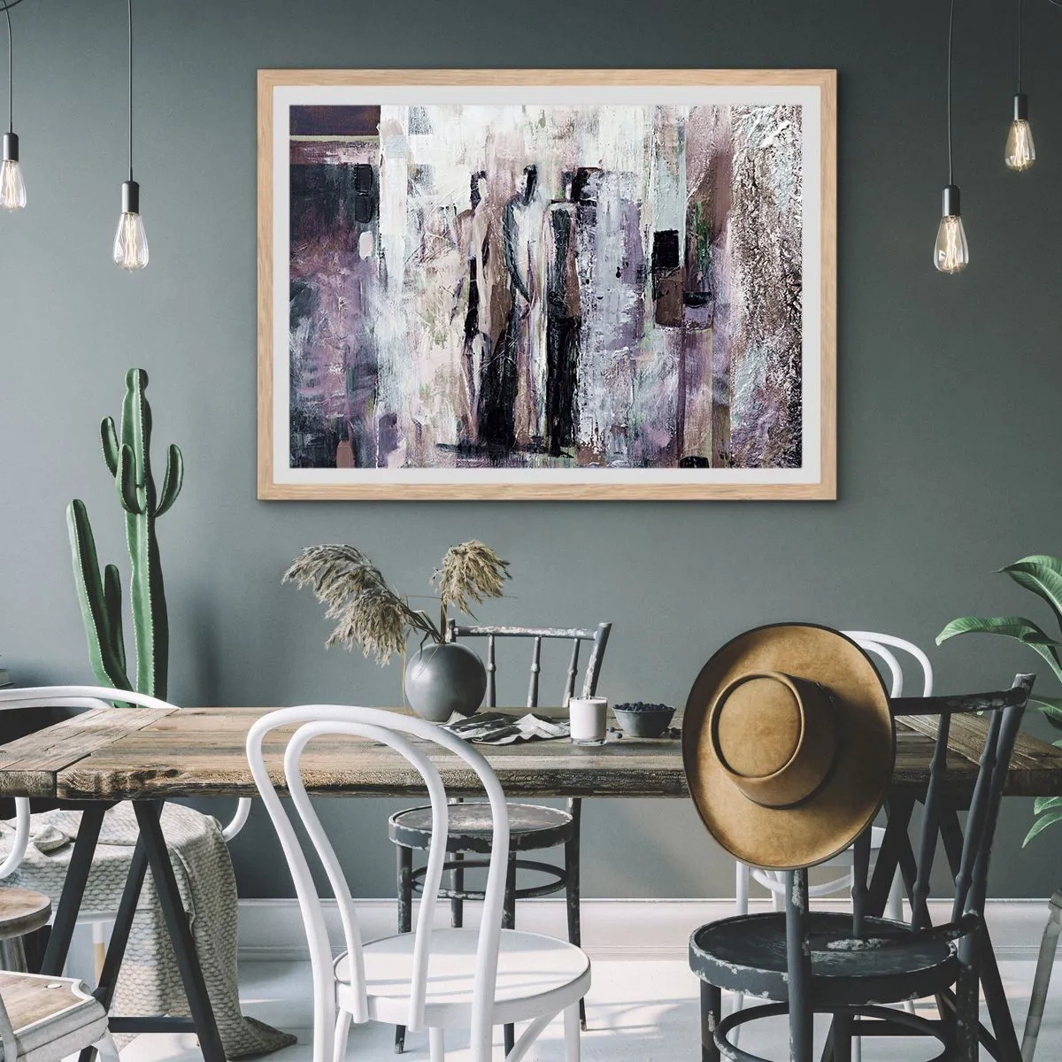 Plakat i ramme af lyst egetræ - De mystiske tre - 50x40 cm