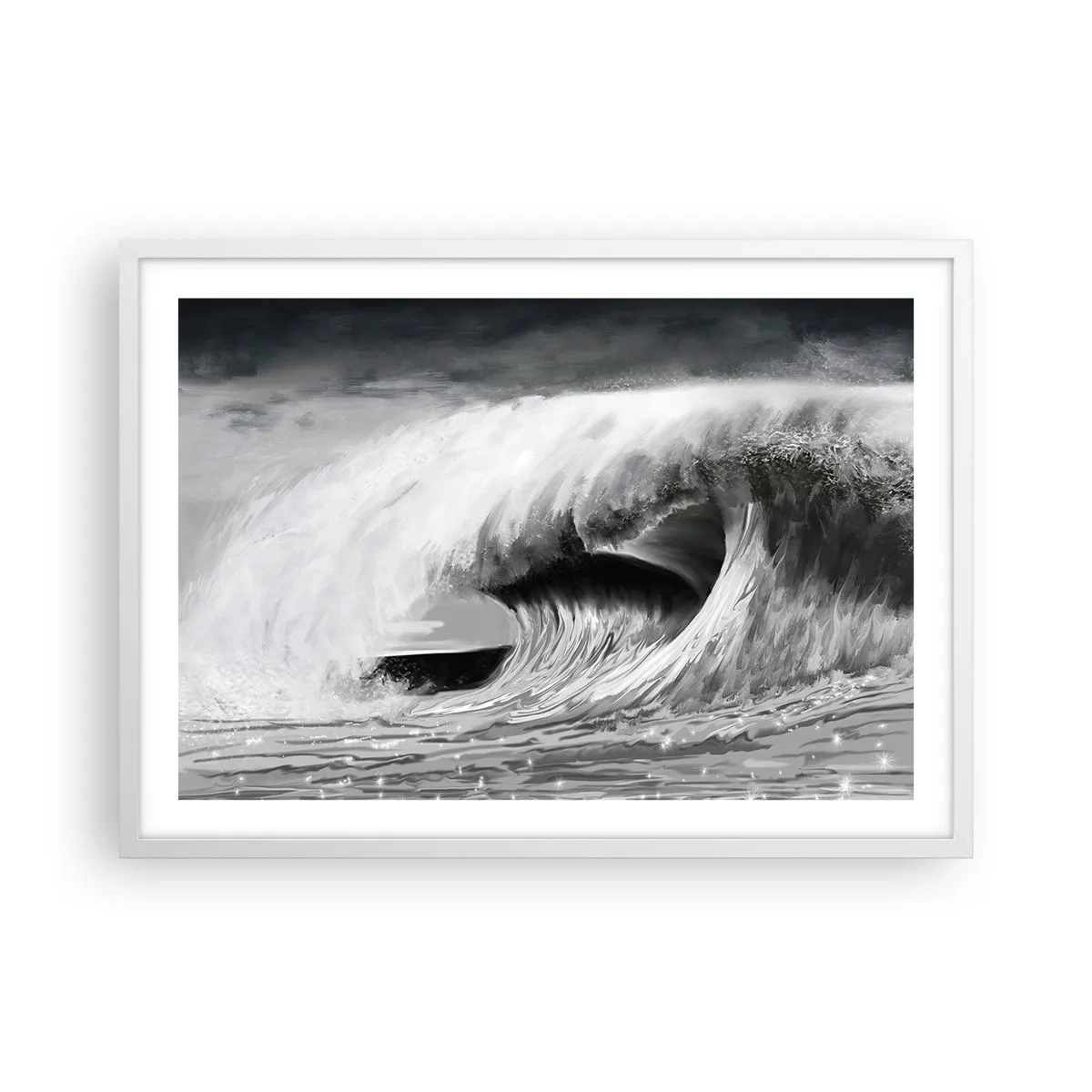 Plakat i hvid ramme - Havets vrede - 70x50 cm