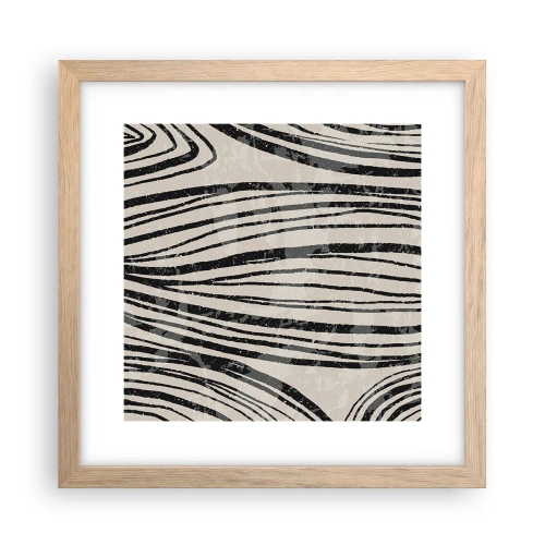Plakat i ramme af lyst egetræ - Et spild af linjer - 30x30 cm