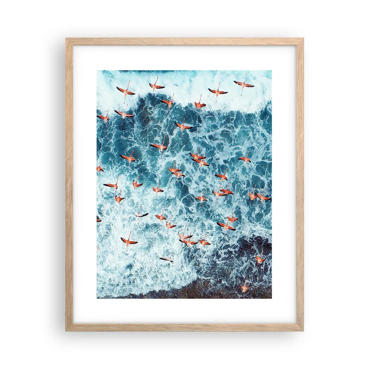 Plakat i ramme af lyst egetræ - Parade ved havet - 40x50 cm