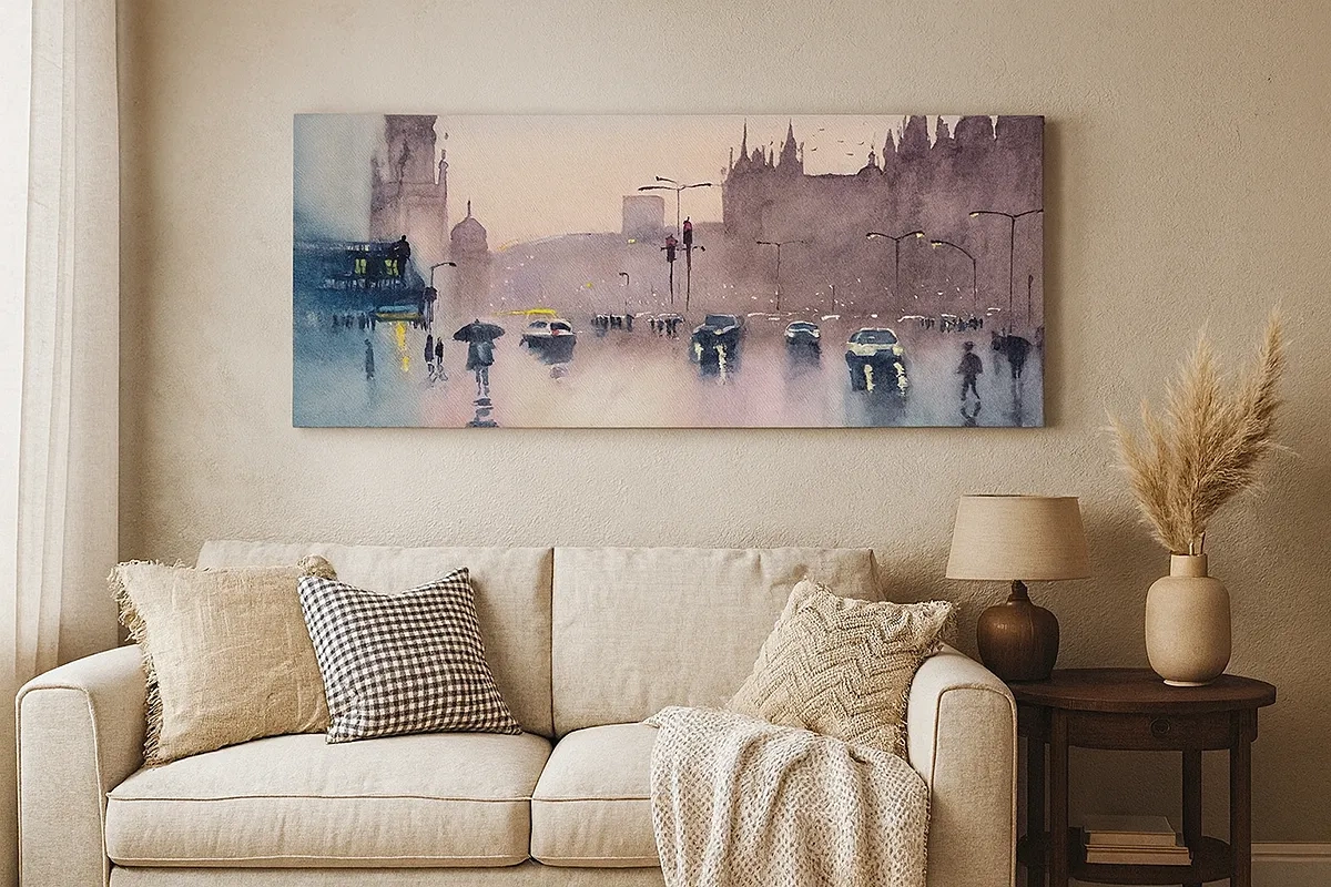 Lærredstryk - Billede på lærred - I en regnfuld tåge - 30x30 cm