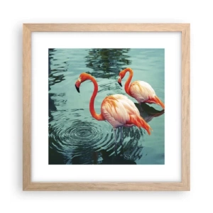 Plakat i ramme af lyst egetræ - Vi er nu på mode - 30x30 cm