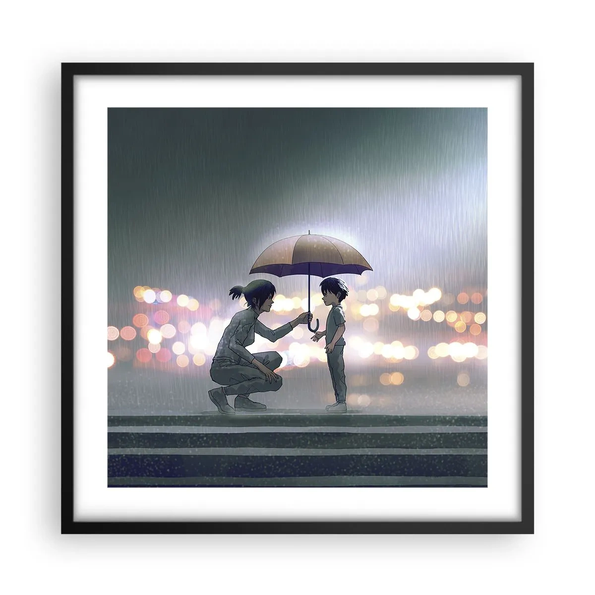 Plakat i sort ramme - Og alt er godt nu - 50x50 cm