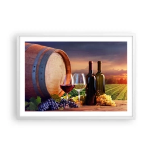 Plakat i hvid ramme - Livet har smag her - 70x50 cm