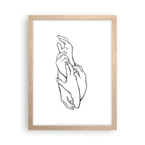 Plakat i ramme af lyst egetræ - God berøring - 30x40 cm