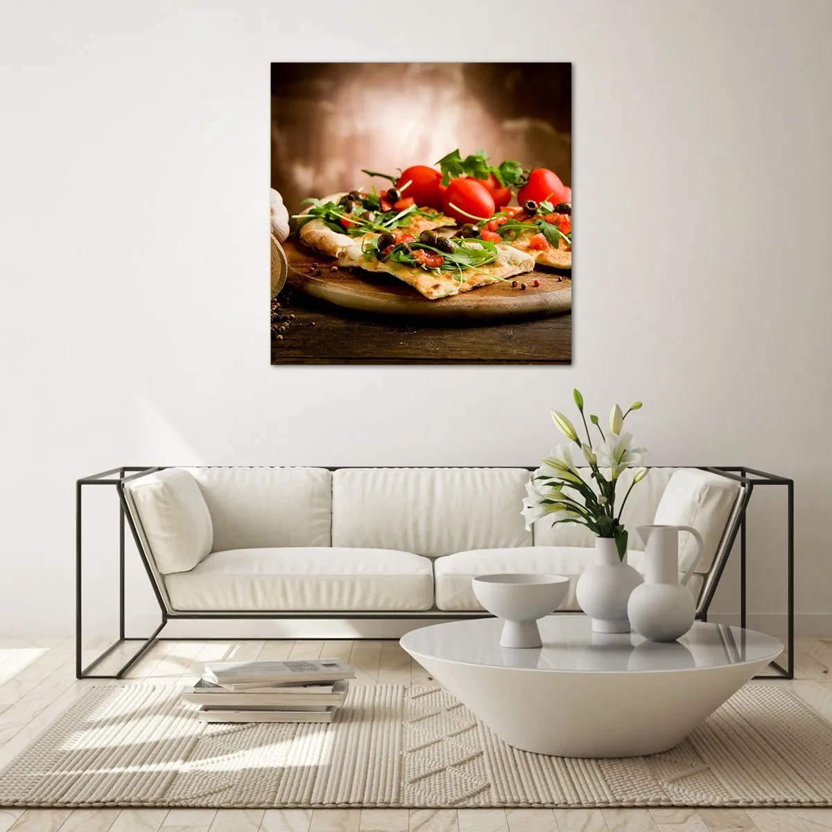 Billede på glas - Direkte fra ovnen og fra haven - 50x50 cm