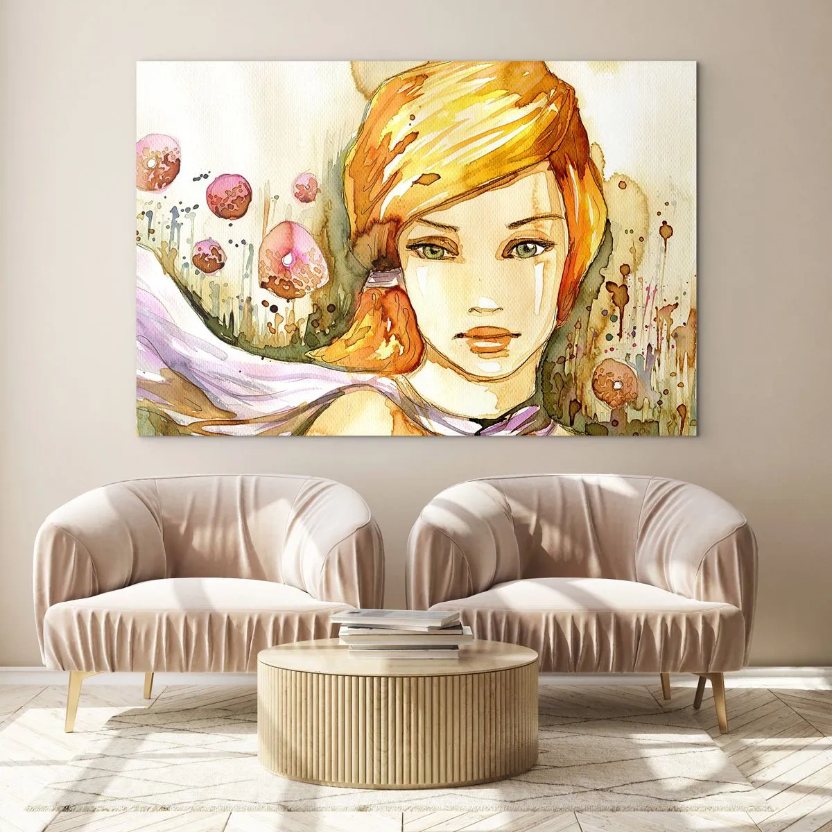 Billede på glas - Smaragdblikket, der dulmer vreden - 100x70 cm