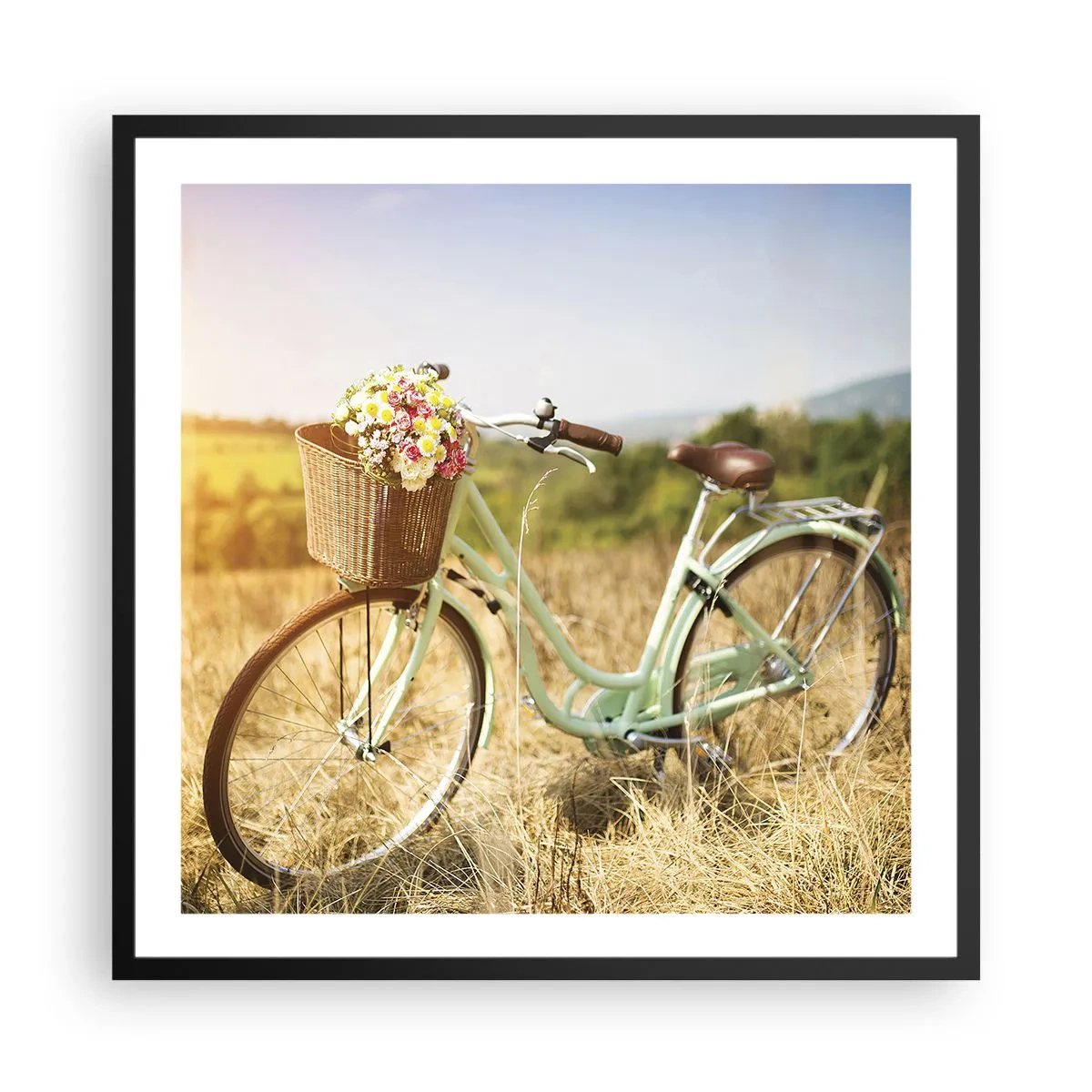 Plakat i sort ramme - Jeg bliver her et stykke tid - 60x60 cm