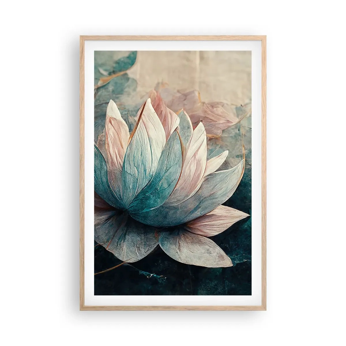 Plakat i ramme af lyst egetræ - Søens stjerner - 61x91 cm