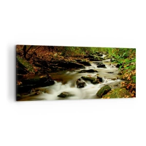 Lærredstryk - Billede på lærred - Som flydende sølv - 100x40 cm