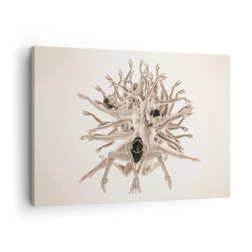 Lærredstryk - Billede på lærred - Abstrakt komposition af dansere i bevægelse - 70x50cm - Blomstrende i dans - Moderne vægdekoration til stue og soveværelse ARTTOR
