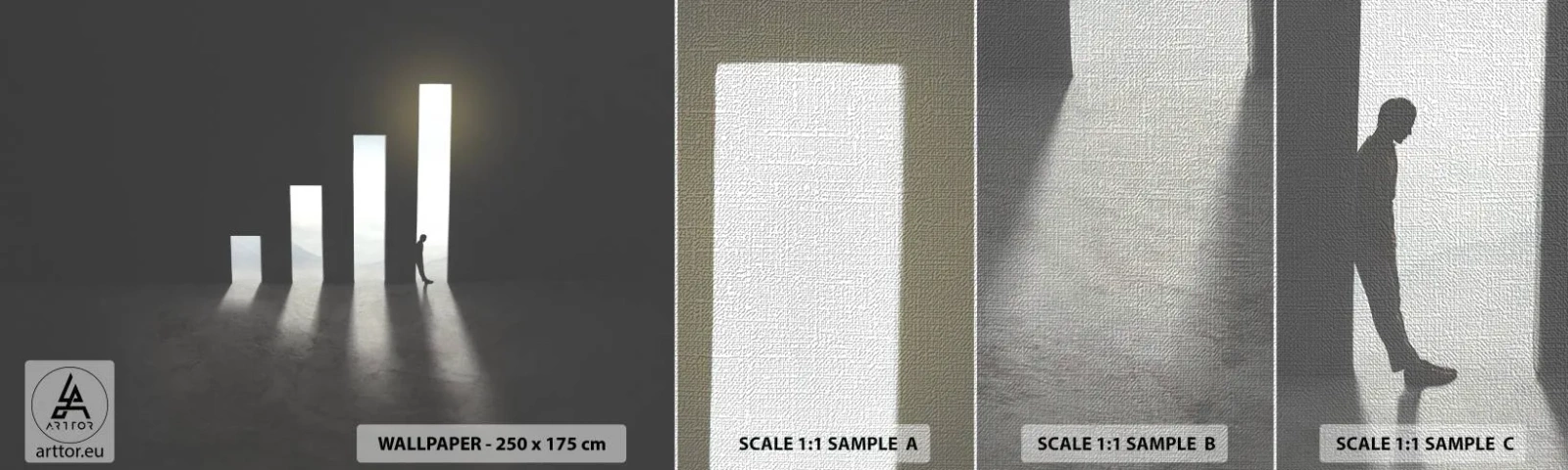 Prøve Fototapet Premium Canvas - Succes - et indtryk - Forretning, Arkitektur, Mand - 100x30 cm