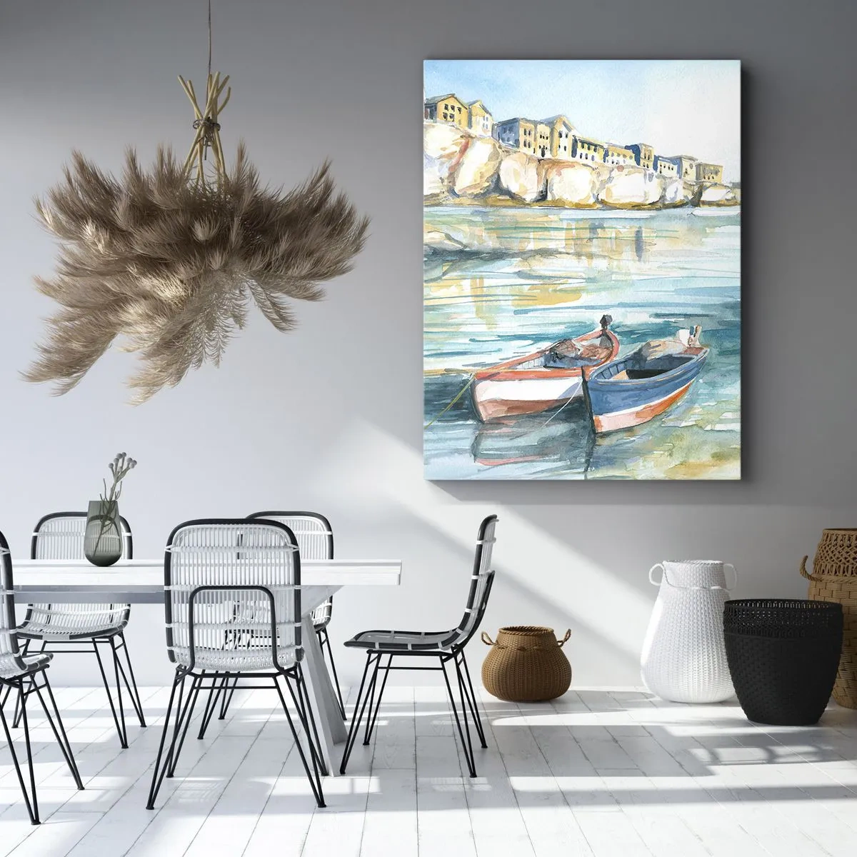 Lærredstryk - Billede på lærred - Landskab i azurblå - 50x70 cm