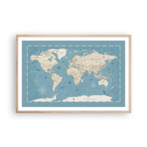 Plakat i ramme af lyst egetræ - En verden inden for rækkevidde - 91x61 cm