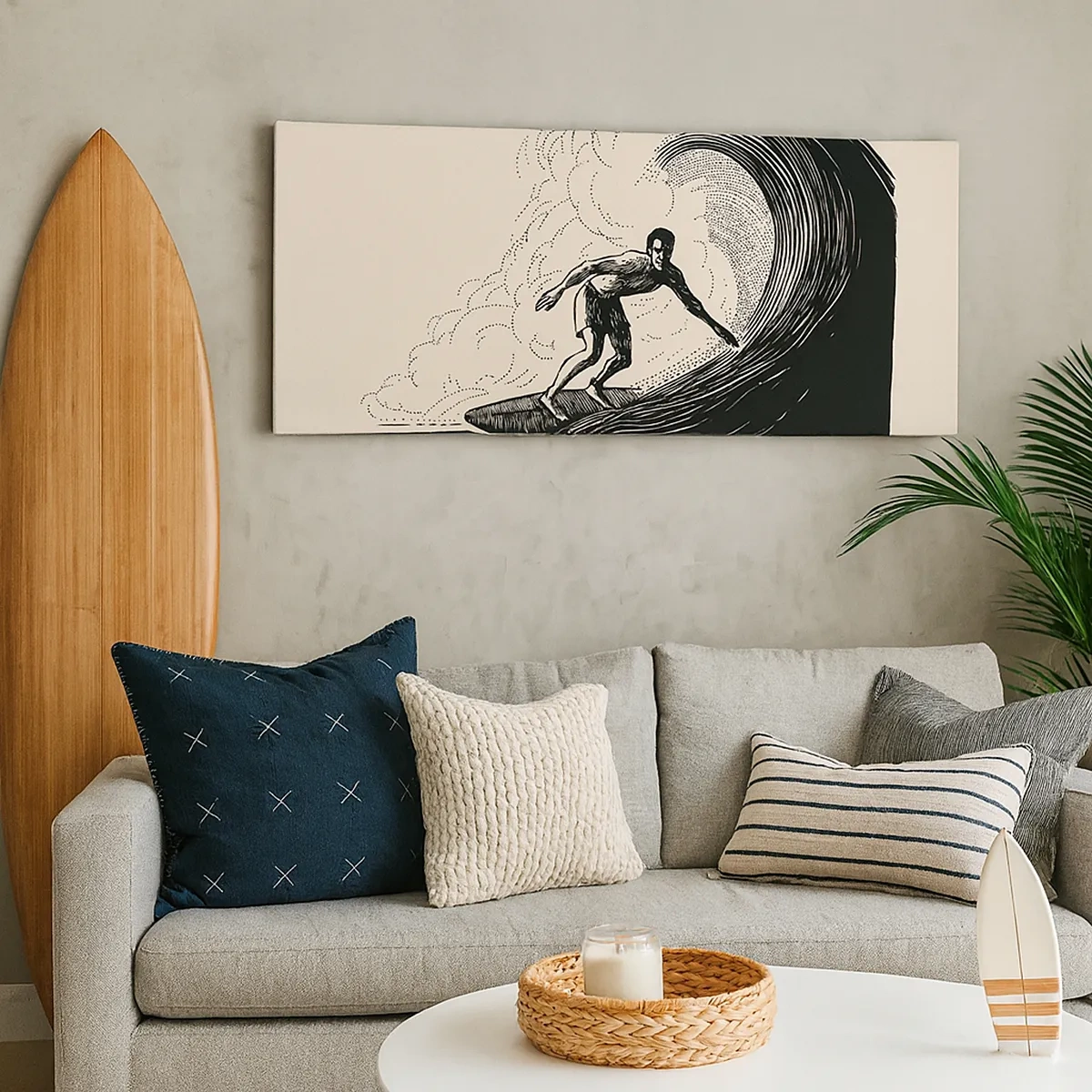 Lærredstryk - Billede på lærred - Bølgens konge - 30x30 cm