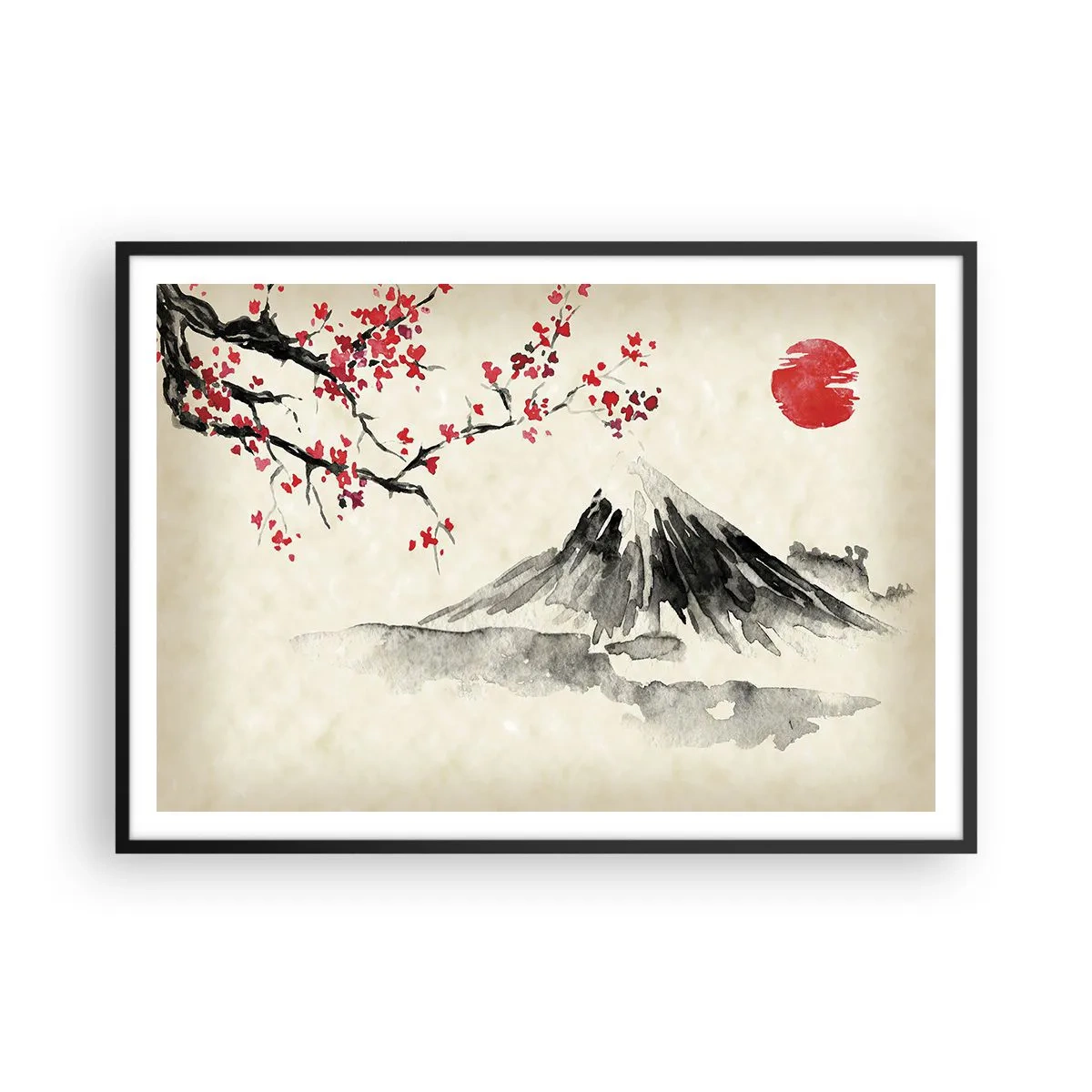 Plakat i sort ramme - Bliv forelsket i Japan - 100x70 cm