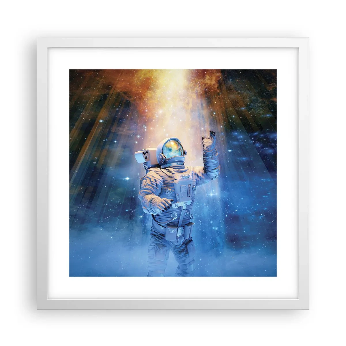 Plakat i hvid ramme - Endelig på destinationen - 40x40 cm